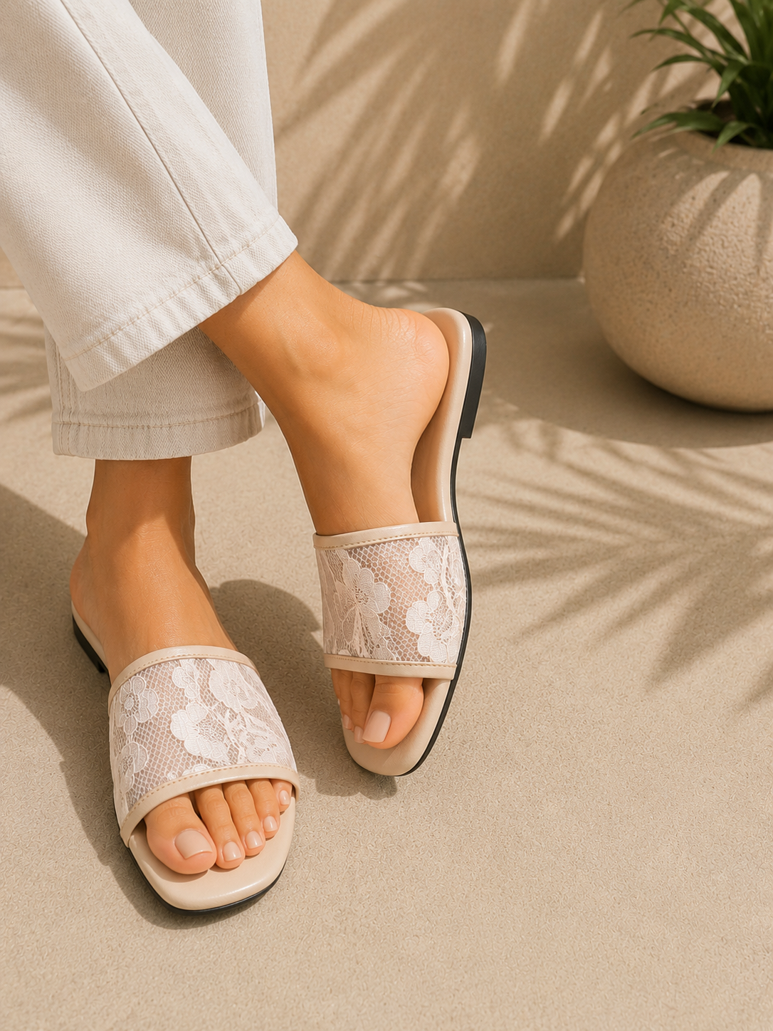 Traditional Lace Slides